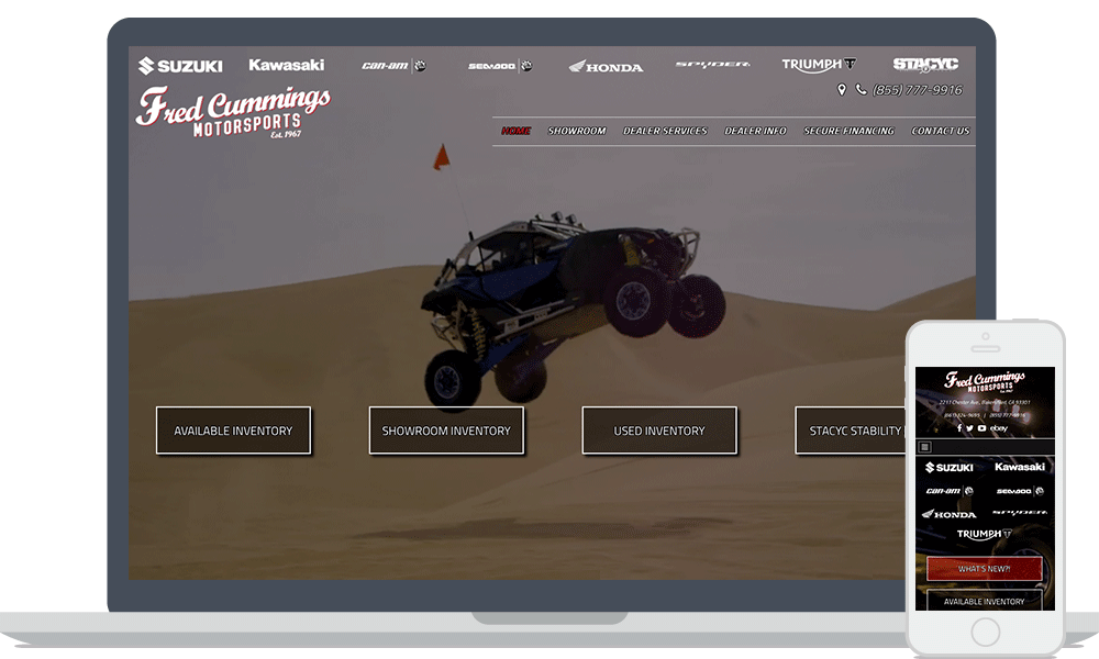 The Fred Cummings website shown on laptop and mobile phone