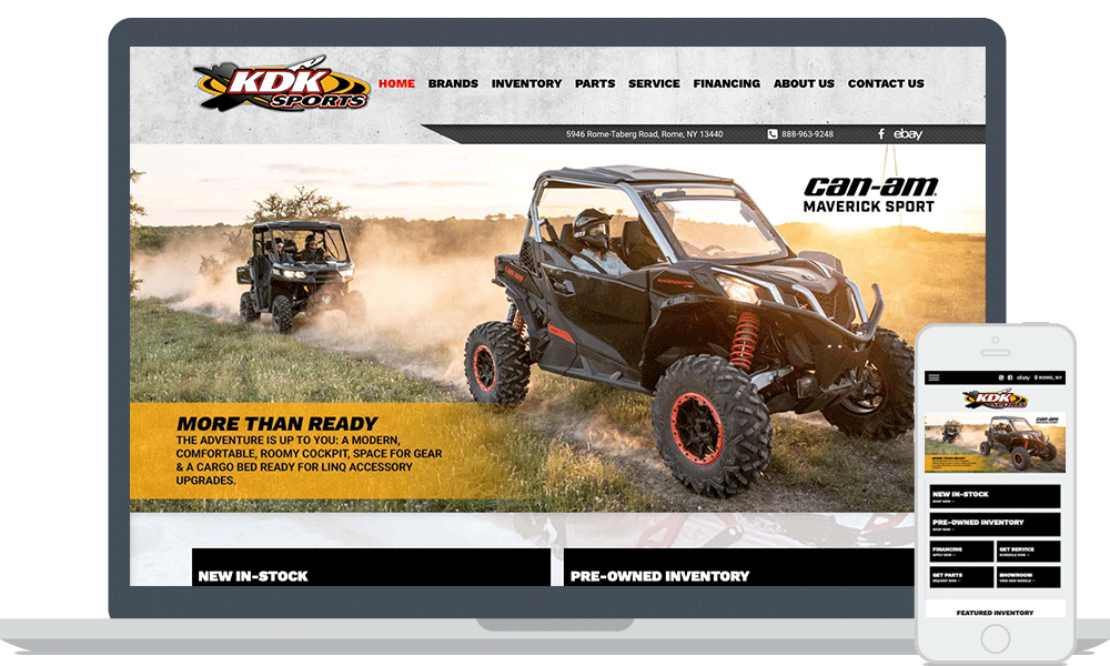 KDK Sports website shown on laptop and mobile phone