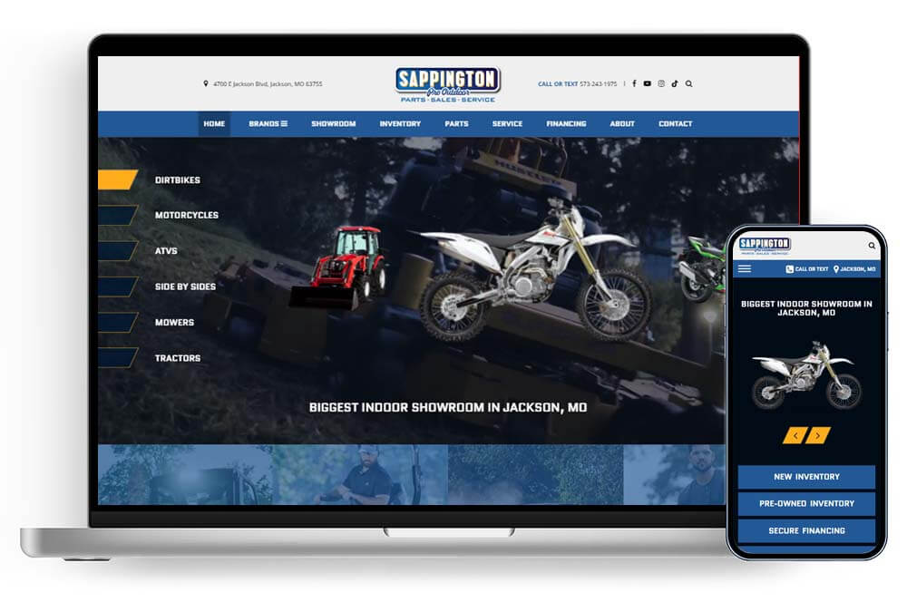 Sappington Pro Outdoor website shown on laptop and mobile phone